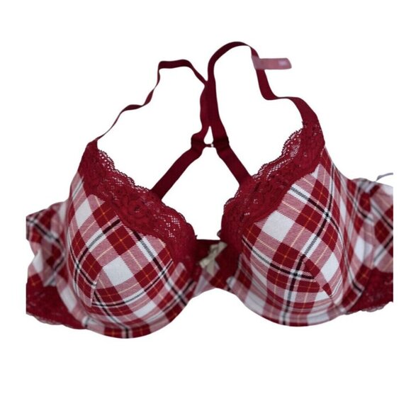 Ambrielle Organic Cotton Demi Classic Racerback Red Plaid Bra Size 38C - Picture 8 of 12